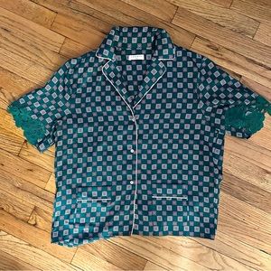 Sandro Like New Silky Green Button Up